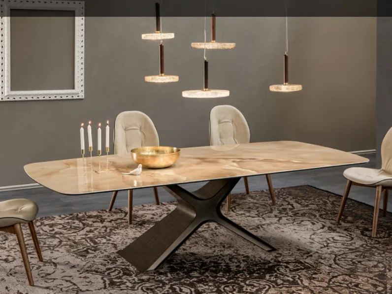 Tavolo sagomato in vetro Calliope xxl di Tonin casa in Offerta Outlet