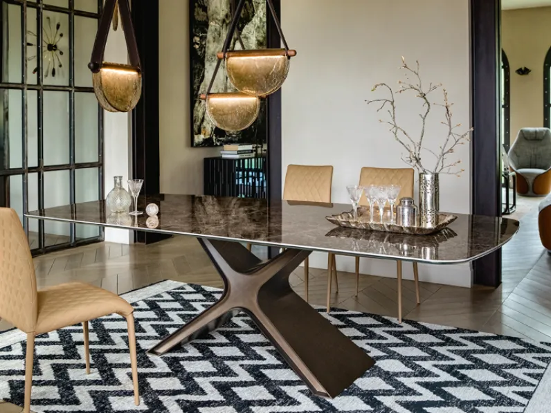Tavolo sagomato in vetro Calliope xxl di Tonin casa in Offerta Outlet