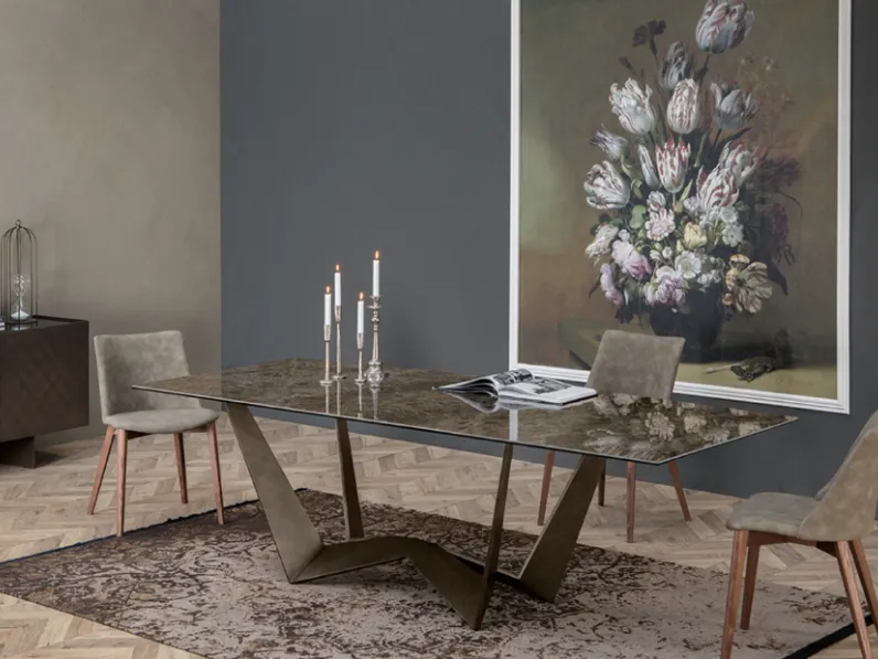 Tavolo in vetro rettangolare Reverse Tonin casa in offerta outlet
