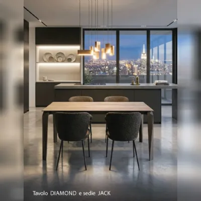 Tavolo in ceramica rettangolare Diamond e sedie jack Zamagna a prezzo ribassato