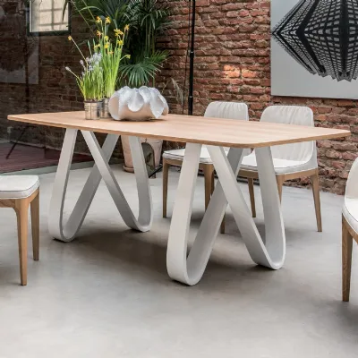 tavolo moderno 100 x 200 piano in legno rovere naturale scontato 