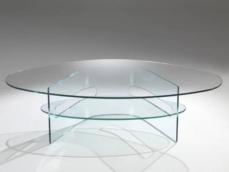 Prezzi ribassati per il tavolino design Tavolino mod.seneca in cristallo  ovale in promo-sconto del 40% di Artigianale