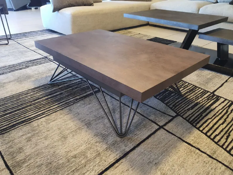 Tavolino moderno Ray corten di Easyline a prezzo ribassato