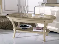 Tavolino Artigiani veneti modello Tavolino da salotto ovale con piano in vetro in promo-sconto del 40% in OFFERTA OUTLET