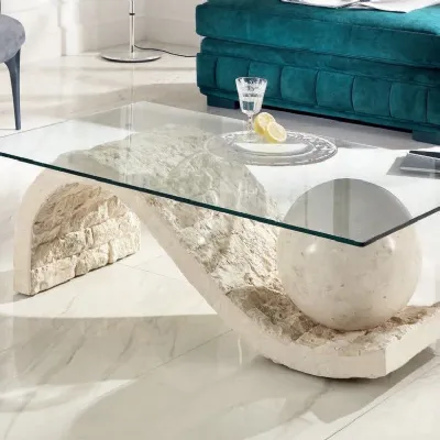 Tavolino design Tavolino in vera pietra fossile  di Md work a prezzo ribassato
