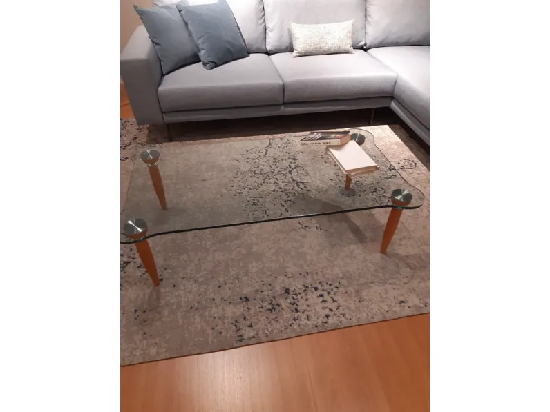 Tavolino Tavolino cristallo noce rettangolare del marchio La vetreria con forte sconto - 45%