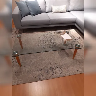 Tavolino Tavolino cristallo noce rettangolare del marchio La vetreria con forte sconto - 45%