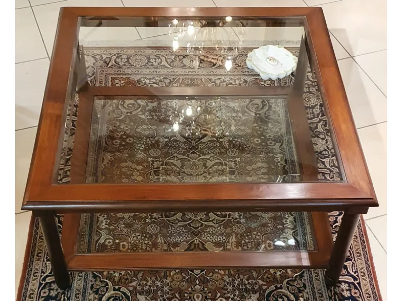 Tavolino Mogano e vetro molato dell'azienda Artigianale in offerta