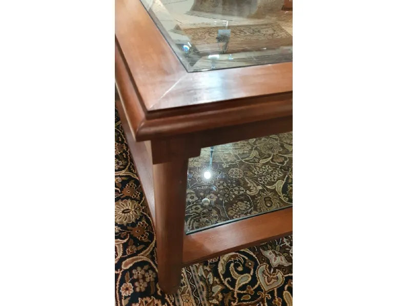 Tavolino Mogano e vetro molato dell'azienda Artigianale in offerta