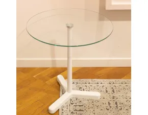 Tavolino Tavolitno vetro con base bianca laccata  della marca Artigianale in offerta