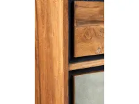 Vetrinetta Vetrina industrial in legno e ferro  con anta effetto ardesia  Outlet etnico in legno a prezzo Outlet