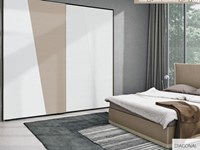 Armadio Colombini modello M542 linea Golf. Armadio con ante scorrevoli in frassino dorian e frassino bianco puro.