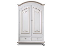 Armadio in legno pattinato bianco con inserti nocciola