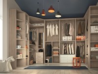 Cabina armadio angolare tre pareti in laminato materico con accessori interni ad un prezzo scontato