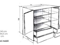 Credenza in legno massello di rovere a 3 ante e 4 cassetti sconto -50%