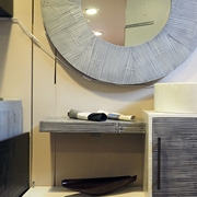 bagno etnico moderna a semi sospensione in legno e crash bambu