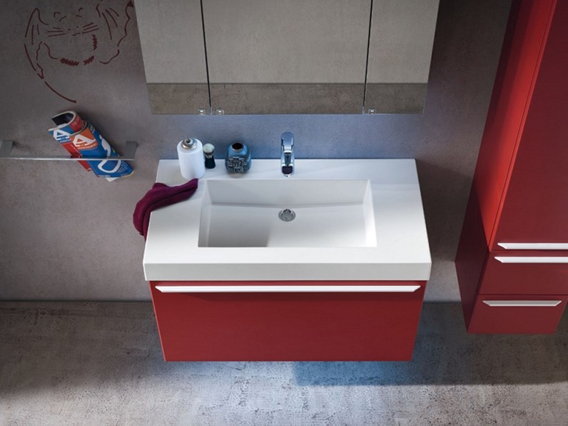 Mobile bagno Compab moderno sospeso con specchiera contenitore a ... Mobile bagno Compab moderno sospeso con specchiera contenitore a ...