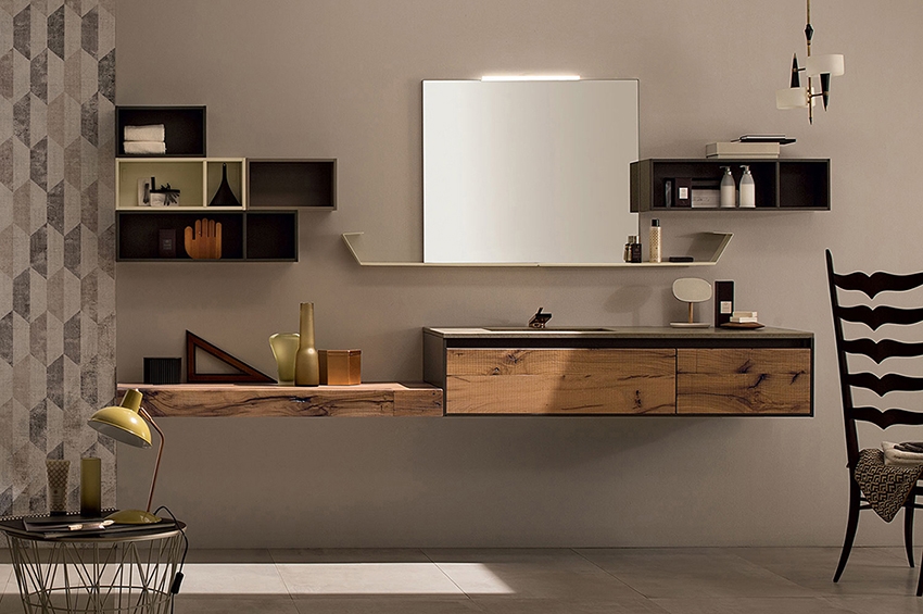 Mobile bagno con mensola e frontale in quercia, by RAB arredobagno, nuovo, scontato - Arredo ...