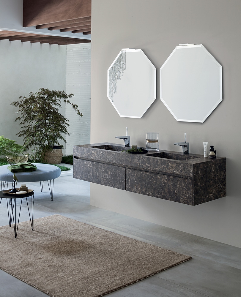 mobile bagno con specchi ottagonali by rab arredobagno nuovo a prezzo scontato