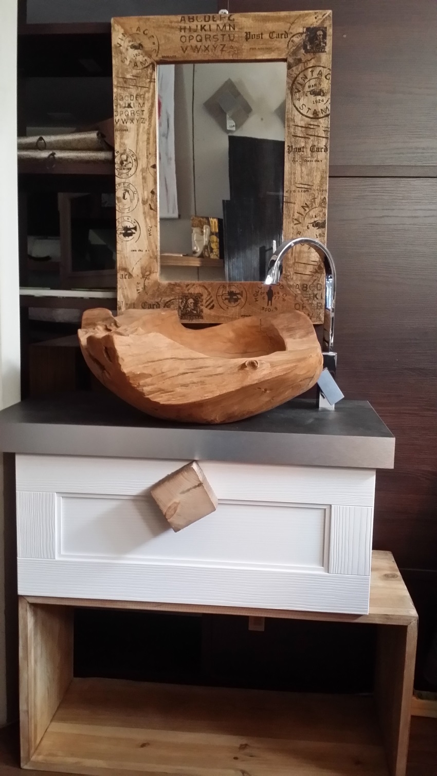 mobile bagno vintage zen in legno white essential rovere in offerta convenienza