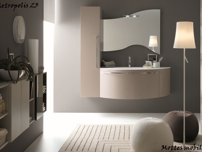 Mobile da bagno moderno sospeso con lavabo ad incasso in mineralmarmo Mobile da bagno moderno sospeso con lavabo ad incasso in mineralmarmo