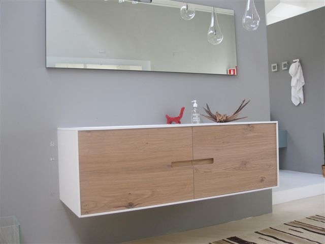 Mobile rovere piallato cm140 arredo bagno a prezzi scontati Mobile bagno rovere bianco
