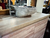 Mobile arredo bagno moderno 2 nate nocciola e piano smile porfido in offerta nuovimondi outlet