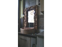 Mobile bagno due ante colore essenza rovere crudo con specchio in radice di teak