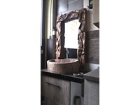Mobile bagno due ante colore essenza rovere crudo con specchio in radice di teak