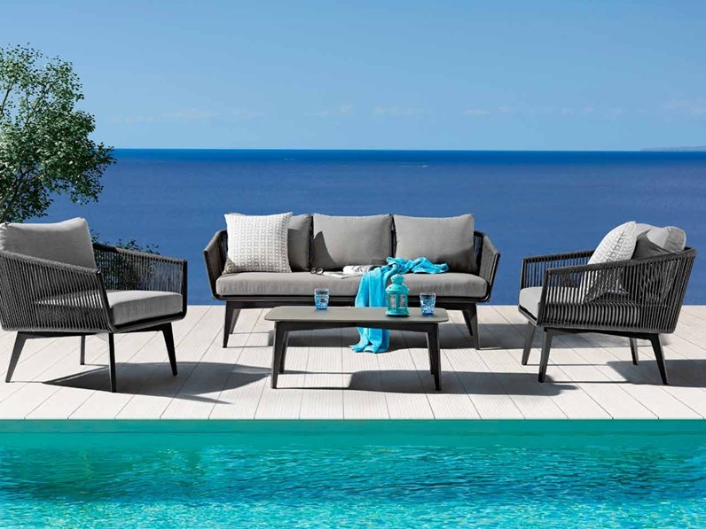 Salotto cancun 5 posti antracite Cosma outdoor living: divano da ... - Salotto Cancun 5 Posti Antracite Cosma OutDoor Living Divano Da GiarDino A Prezzo Outlet N1 459179