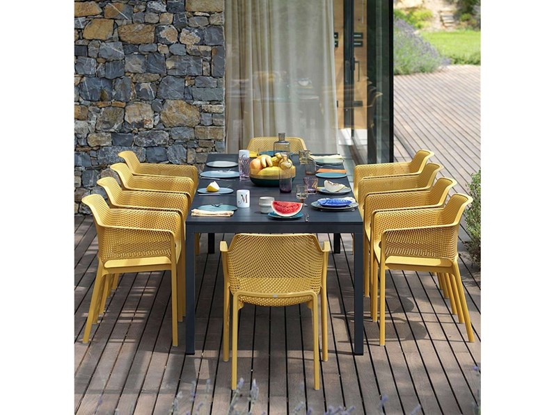 Set tavolo rio alu 210/ 280 + 8 sedie nat multicolore Nardi outdoor