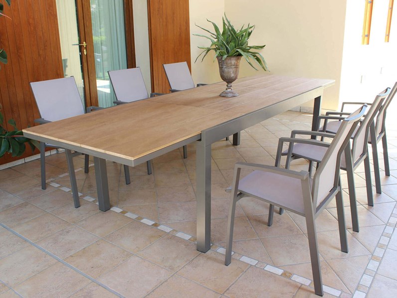 Tavolo cayman 200/300 e 6 poltrone cayman taupe Cosma outdoor living ... - Tavolo Cayman 200 300 E 6 Poltrone Cayman Taupe Cosma OutDoor Living ArreDo GiarDino A Prezzi Outlet N1 1015441