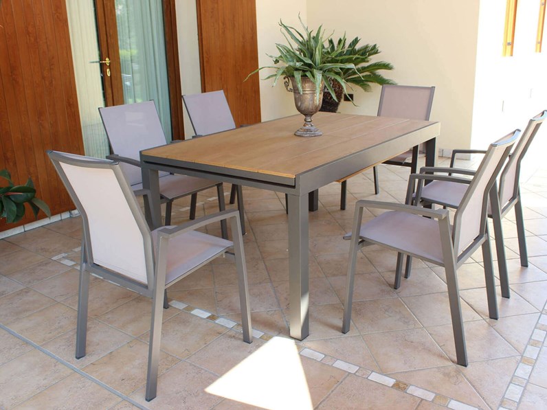 Tavolo cayman 200/300 e 6 poltrone cayman taupe Cosma outdoor living ... - Tavolo Cayman 200 300 E 6 Poltrone Cayman Taupe Cosma OutDoor Living ArreDo GiarDino A Prezzi Outlet N2 1015435