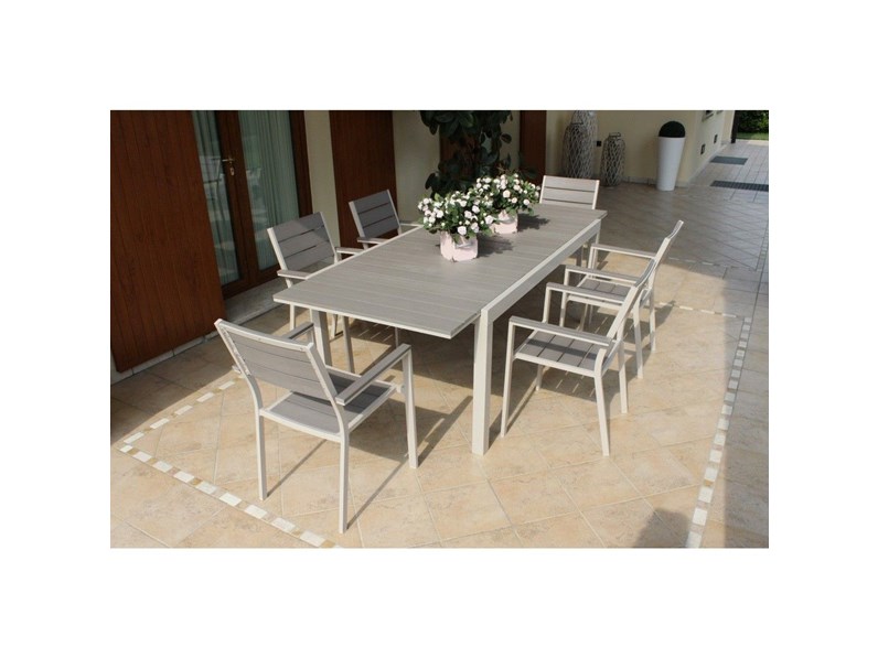Tavolo da giardino Cosma outdoor living Tavolo pental tortora ... - Tavolo Da GiarDino Cosma OutDoor Living Tavolo Pental Tortora Allungabile 180 240 Con 6 Poltroncine Cervia A Prezzi Outlet N1 654832