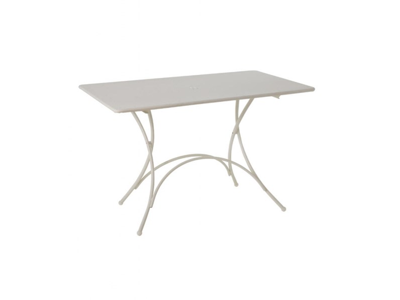 Tavolo Da Giardino Con Struttura Pieghevole In Alluminio Bianco A Doghe
