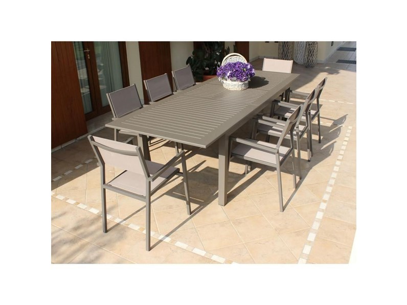 Tavolo hawaii 90/180 con 4 poltroncine jamaica taupe Cosma outdoor ... - Tavolo Hawaii 90 180 Con 4 Poltroncine Jamaica Taupe Cosma OutDoor Living ArreDo GiarDino A Prezzo Outlet N1 1016117