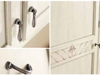 Particolari dell'armadio verniciatura pattinato beige modello Dea
