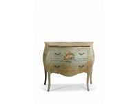 Comò sagomato laccato decorato Verde invecchiato