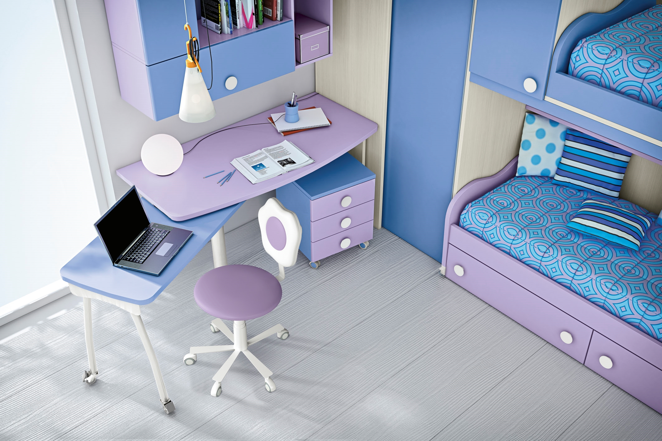Cameretta lilla e glicine: camera da letto con parete glicine ...