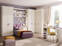 Cameretta Beverly con letto imbottito armadio angolare