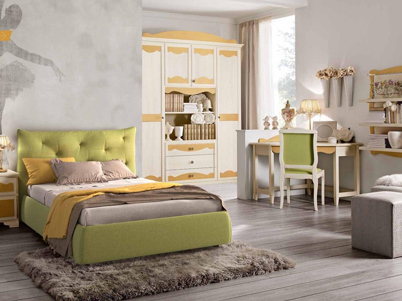Cameretta con letto da una piazza e mezza imbottito Cameretta con letto da una piazza e mezza imbottito