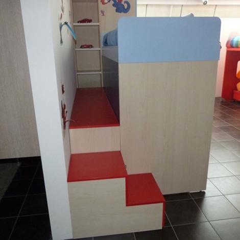 Battistella cameretta klou xl soppalco con 3 letti, scrivania e ... Secondo letto scorrevole rialzato