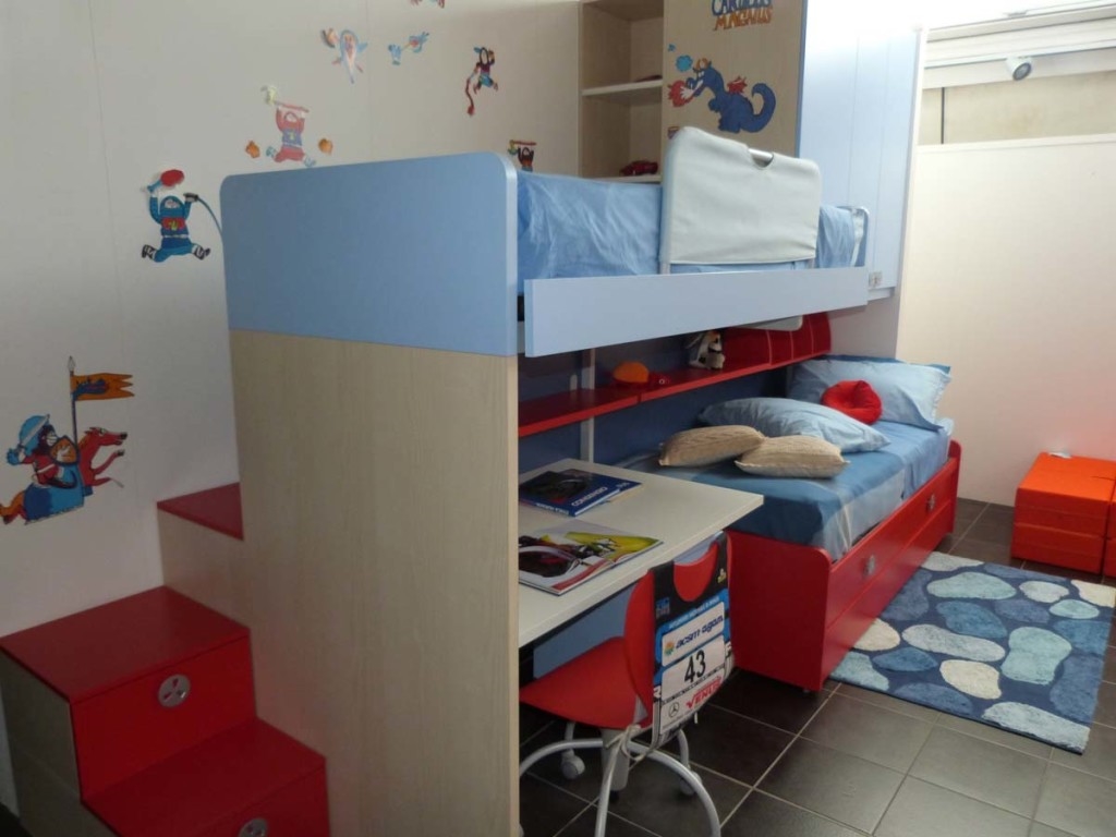 Battistella cameretta klou xl soppalco con 3 letti, scrivania e ...