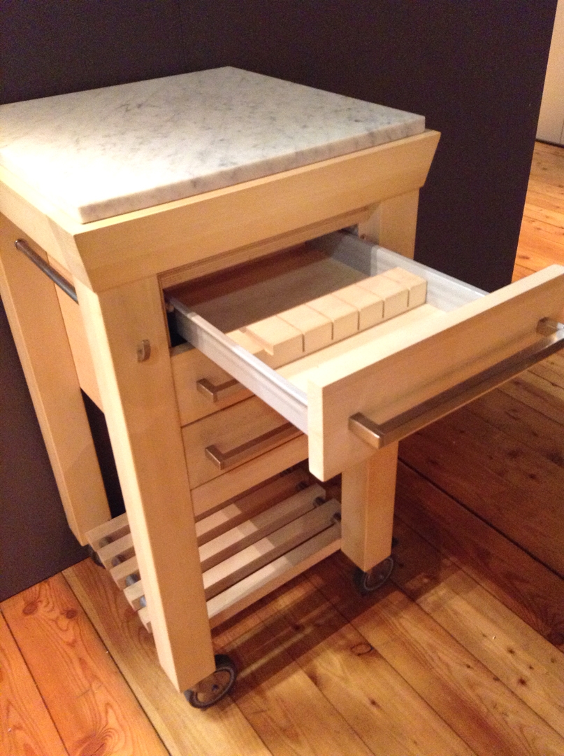 Carrello da cucina in legno con doppio piano di lavoro di legnoart ... Carrello cucina