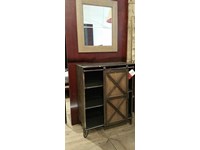 Mobile con ripiani e anta scorrevole industrial ferro e legno Moderno Legno Consolle con anta unica scorrevole