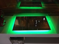 RGB Specchio di produzione F.B.I. con cornice in vetro fuso decoro artigianale ed illuminazione RGB a telecomando Multicolor .