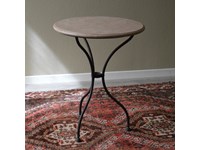 Tavolino Tondo con piano in marmo rosa e struttura portante in ferro battuto. Scontato del -53%. Offerta Outlet Mobilgross.