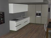 Composizione Gentili Cucine ad angolo in finitura PET opaco