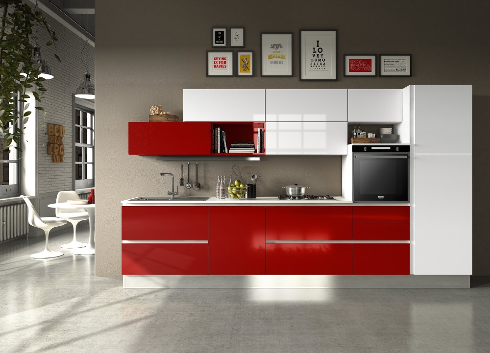 Cucine moderne bianche e rosse. foto cucina crystal con ante in ... Cucine moderne rosse