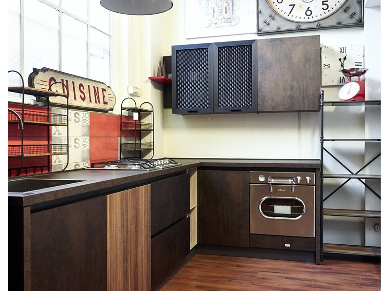cucina angolare industriale ossido bronzo e ferro in offerta outlet ... cucina angolare industriale ossido bronzo e ferro in offerta outlet ...